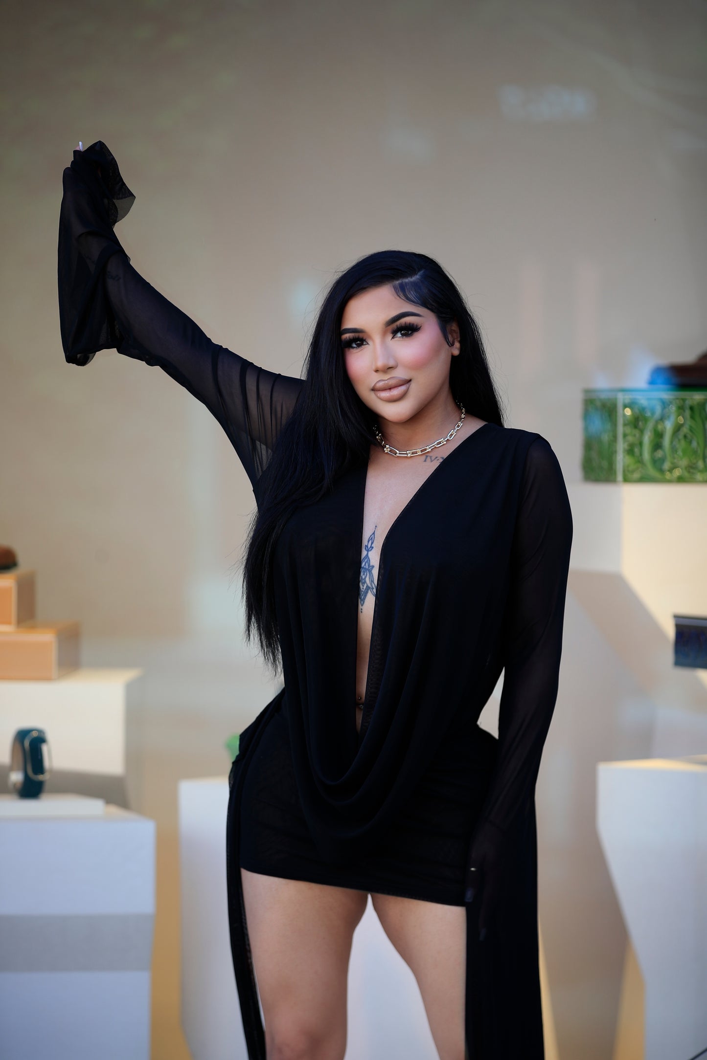 Noir Muse Drape Dress